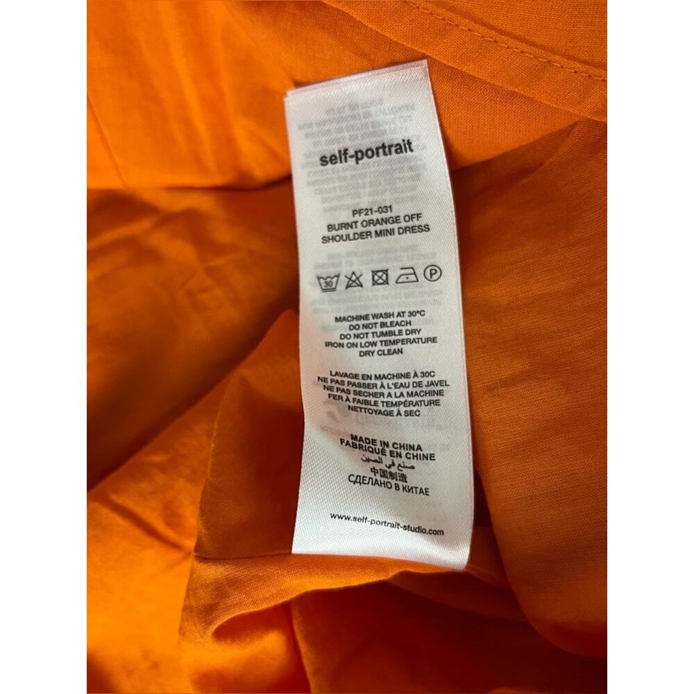 Self-Portrait NWT Burnt Orange Off The Shoulder Ruched Mini Dress Womens Size 4 - Picture 9 of 14